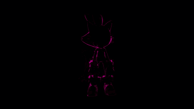a silhouette of a rabbit is glowing in the dark with a black background