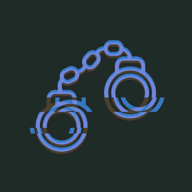 a pair of handcuffs made of blue and red circles on a black background