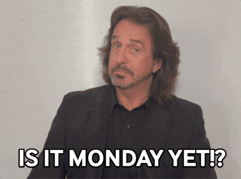 a man with long hair and a beard is asking is it monday yet