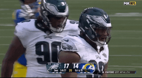 a fox nfl broadcast of a football game between the eagles and rams