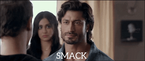 the word smack that is on a man