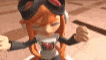 a close up of a cartoon character wearing goggles and a shark shirt .