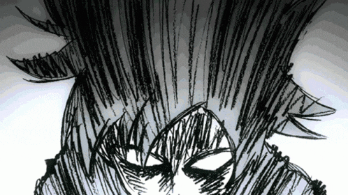 a black and white drawing of a person 's head