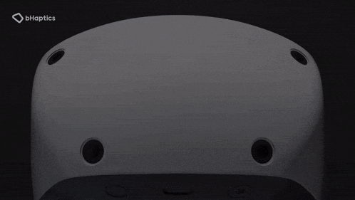 the back of a virtual reality headset is shown with the bhoptics logo in the background