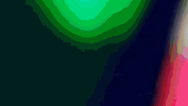 a painting of a pink and green swirl