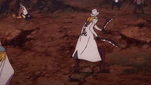 a group of cartoon characters are standing in a field