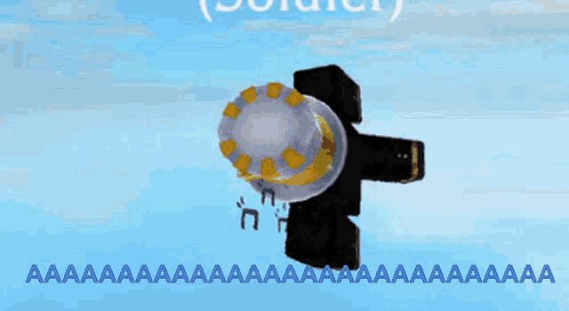 a cartoon character with a top hat and a sword is flying in the air