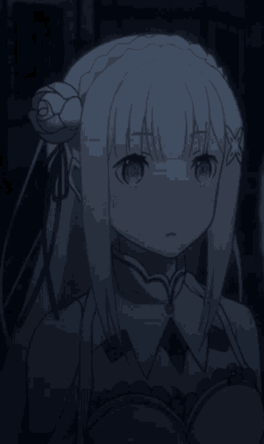 a girl with white hair and a flower in her hair