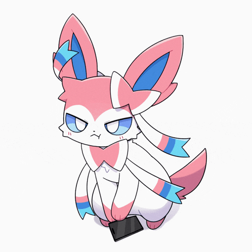 a cartoon drawing of a pink and white pokemon