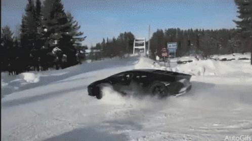 Lamborghini Car GIF - Lamborghini Car Driving In Snow GIFs