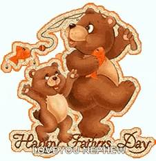 a father 's day greeting card with two bears holding fish