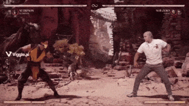 a video game with scorpion and sub zero fighting
