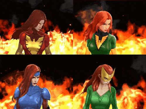 a woman with red hair is wearing a green and red outfit