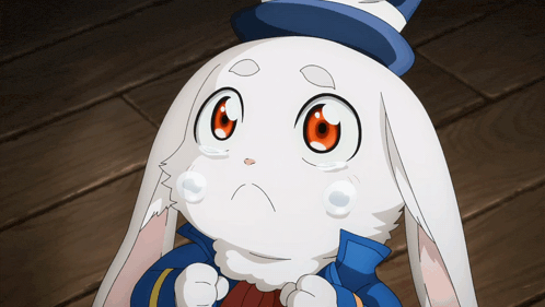 a white rabbit wearing a blue top hat and a blue jacket