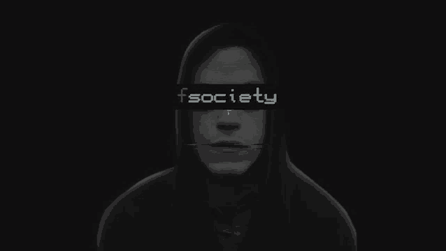 a man in a hoodie has the word society written on his face