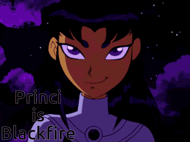 prince is blackfire is written on a poster with a cartoon character
