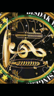 a picture of a microphone with a treble clef and the word disdak on it