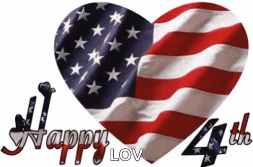an american flag in the shape of a heart with the words happy 4th written below it