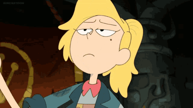 a cartoon character with the word kimcartoon on the bottom