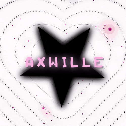 a black star with the letters m and i glowing in pink
