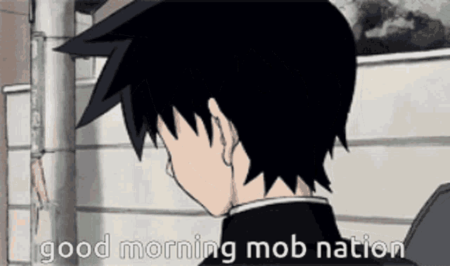 a cartoon of a boy with the words good morning mob nation below him
