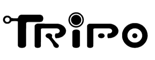 a black and white logo that says tripo