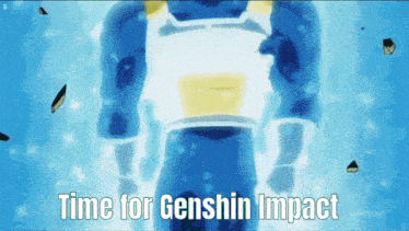 a picture of a cartoon character with the words time for genshin impact