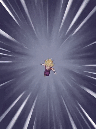 a cartoon character is flying through the air in a purple background