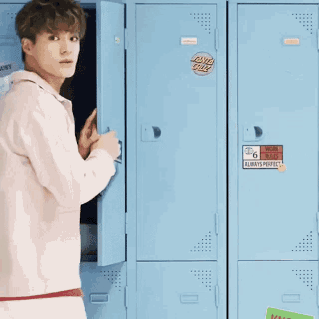 a locker with a santa cruz sticker on the door