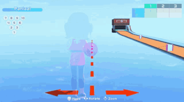 a girl in a pink shirt is playing a video game