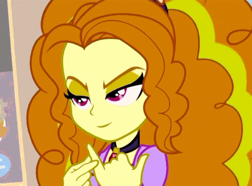 a cartoon drawing of a girl with orange hair and purple eyes