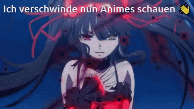 a picture of a girl with the words ich verschinde nun animes schauen