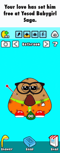 a screenshot of a game that says your love has set him free at yesod babygirl saga
