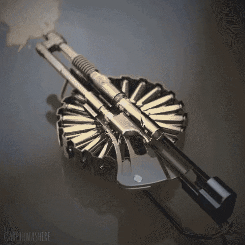 a close up of a gun with the word care in the washere on the bottom