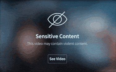 a screen that says sensitive content and a button to see video