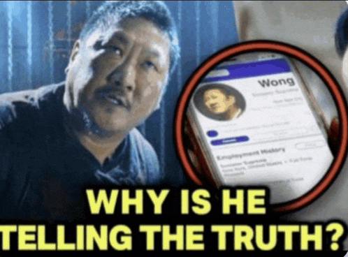 why is he telling the truth with a man holding a cell phone