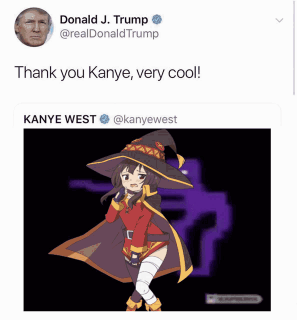 donald j. trump says thank you kanye very cool with a picture of kanye west