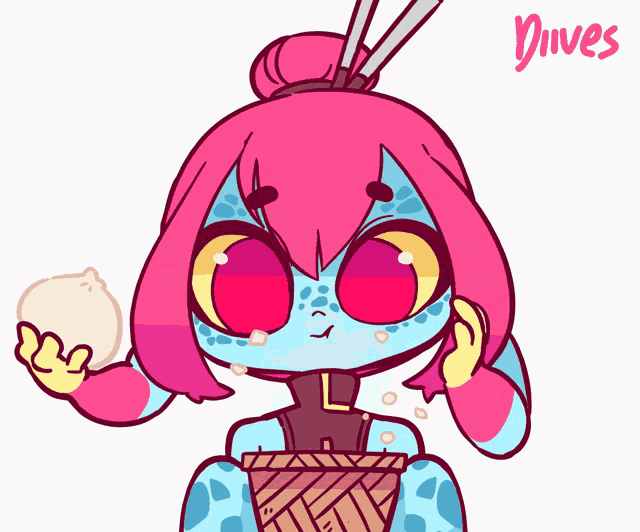 a cartoon drawing of a girl with the name dives written on the bottom
