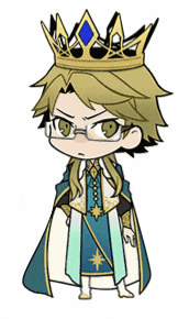 a cartoon character wearing a crown and a robe