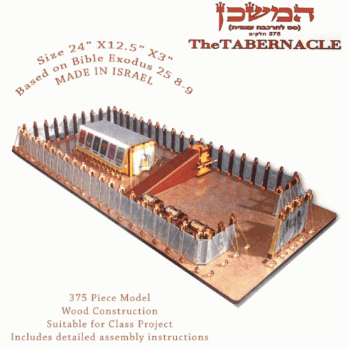 a model of the ark of the covenant with hebrew writing