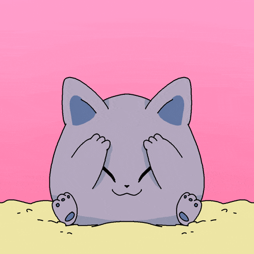 a cartoon drawing of a cat sitting in the sand