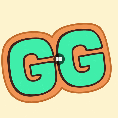 a cartoon drawing of the letters gg with a play button