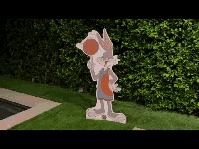 a cardboard cutout of bugs bunny from space jam