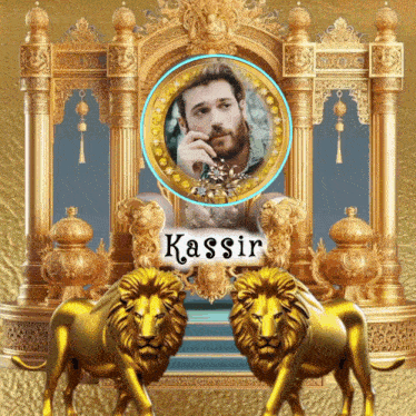 a picture of a man on a gold throne with the name kassir