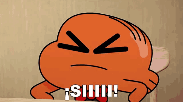 darwin from the amazing world of gumball is sitting at a table with his eyes closed
