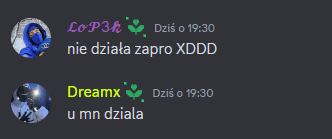 a screenshot of a discord conversation between dreamx and lop3k