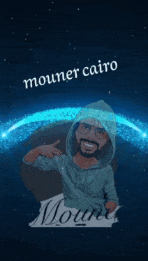 a cartoon of a man in a hoodie with the name mouner cairo