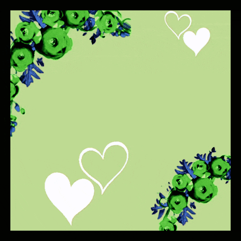 a green background with flowers and hearts and the words " ربي ارزقني الرزق الحلال "