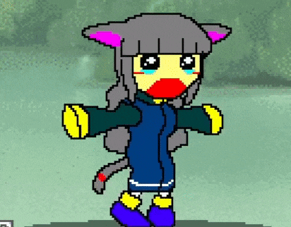 a pixel art drawing of a girl with a cat ear on her head
