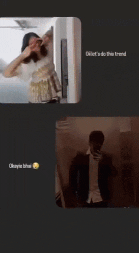 a man and a woman are taking a picture of themselves in a mirror